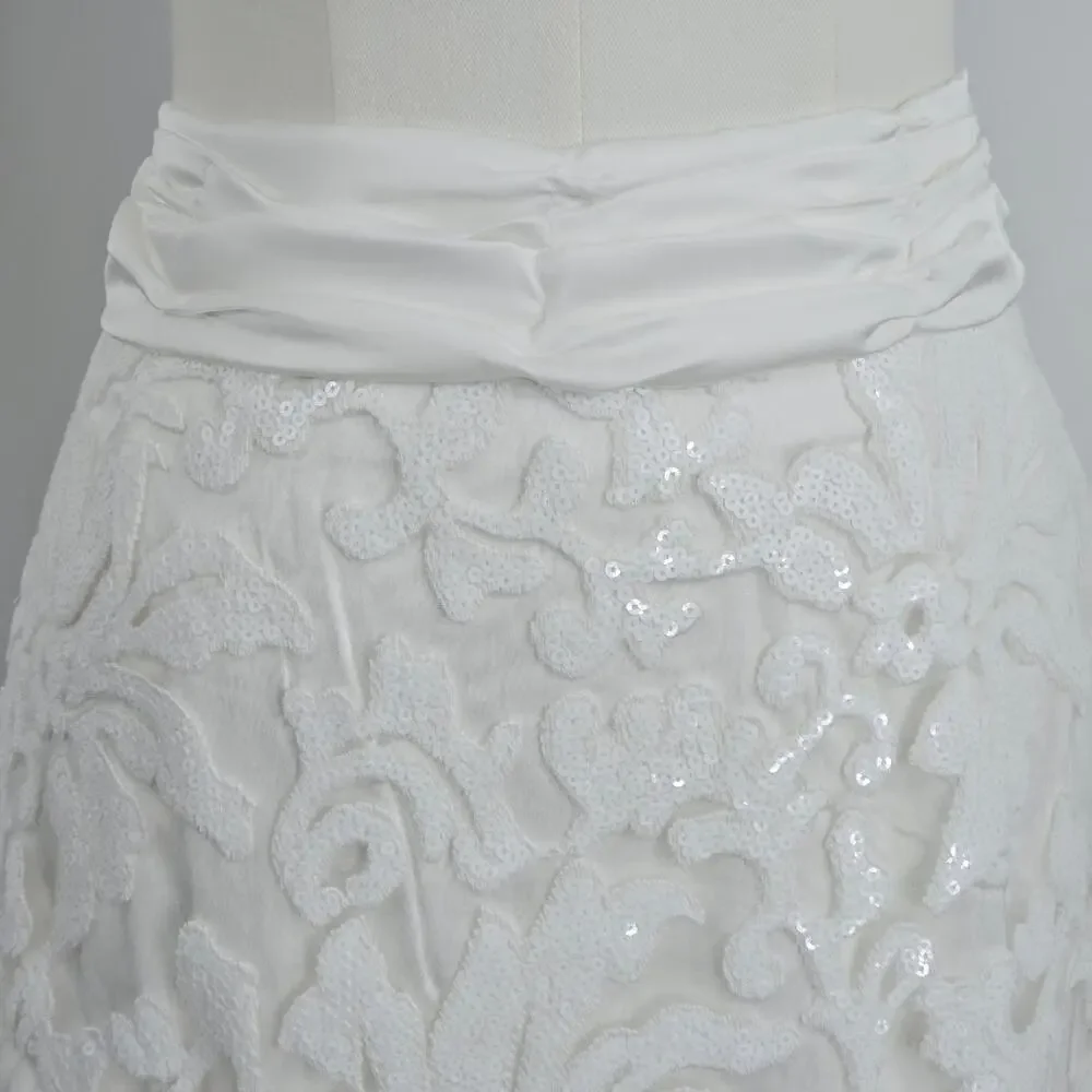 Naked Wardrobe The Statement White Sequin Ruffle Mini Skirt Women's Size M NWOTF - Picture 3 of 15